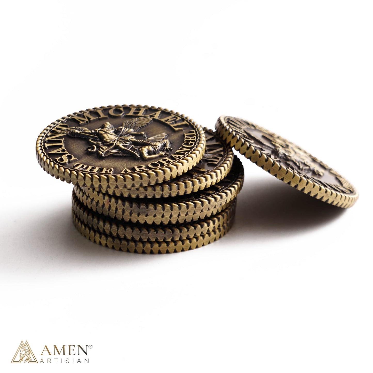 St. Michael the Archangel Challenge Coin with Prayer Text | Amen Artisan