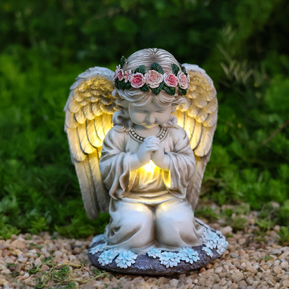Solar Flower Fairy & Angel Garden Sculpture | Outdoor Patio Light Decor, Enchanted LED Ornament