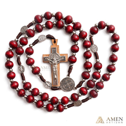 Natural Wood Rosary Beads Necklace with Crucifix - Devotion & Blessing |  Amen Artisan