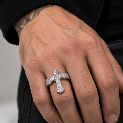【DEAL TODAY】Sparkling Cross Statement Ring with Rhinestone Accents