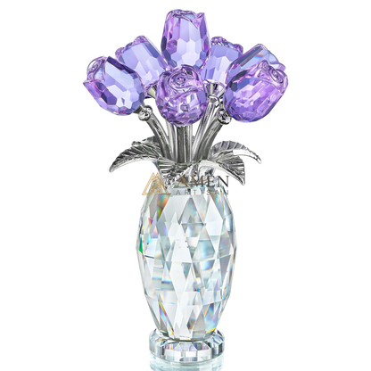 Crystal Purple Rose Figurine Amen Artisan