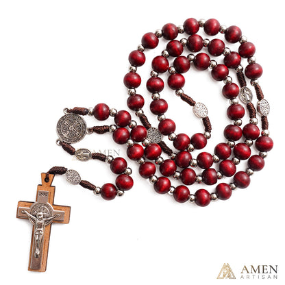 Natural Wood Rosary Beads Necklace with Crucifix - Devotion & Blessing |  Amen Artisan