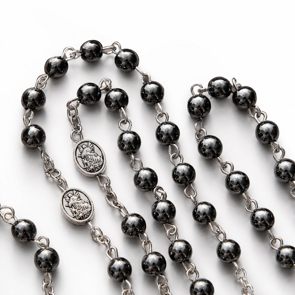 【Deal Today】St. Michael Rosary with Blue Enamel Storage Box - Faith & Strength | Amen Artisan