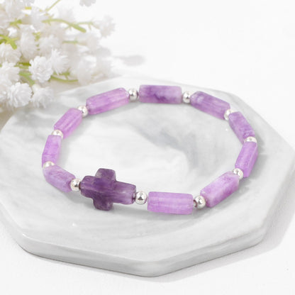 Cross Purple Stone Bracelet