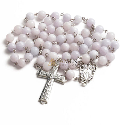 Aquamarine Chalcedony Rosary Amen Artisan