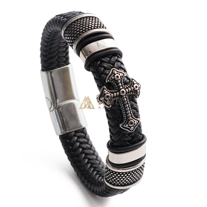 Handcrafted Cross Leather Bracelet Amen Artisan