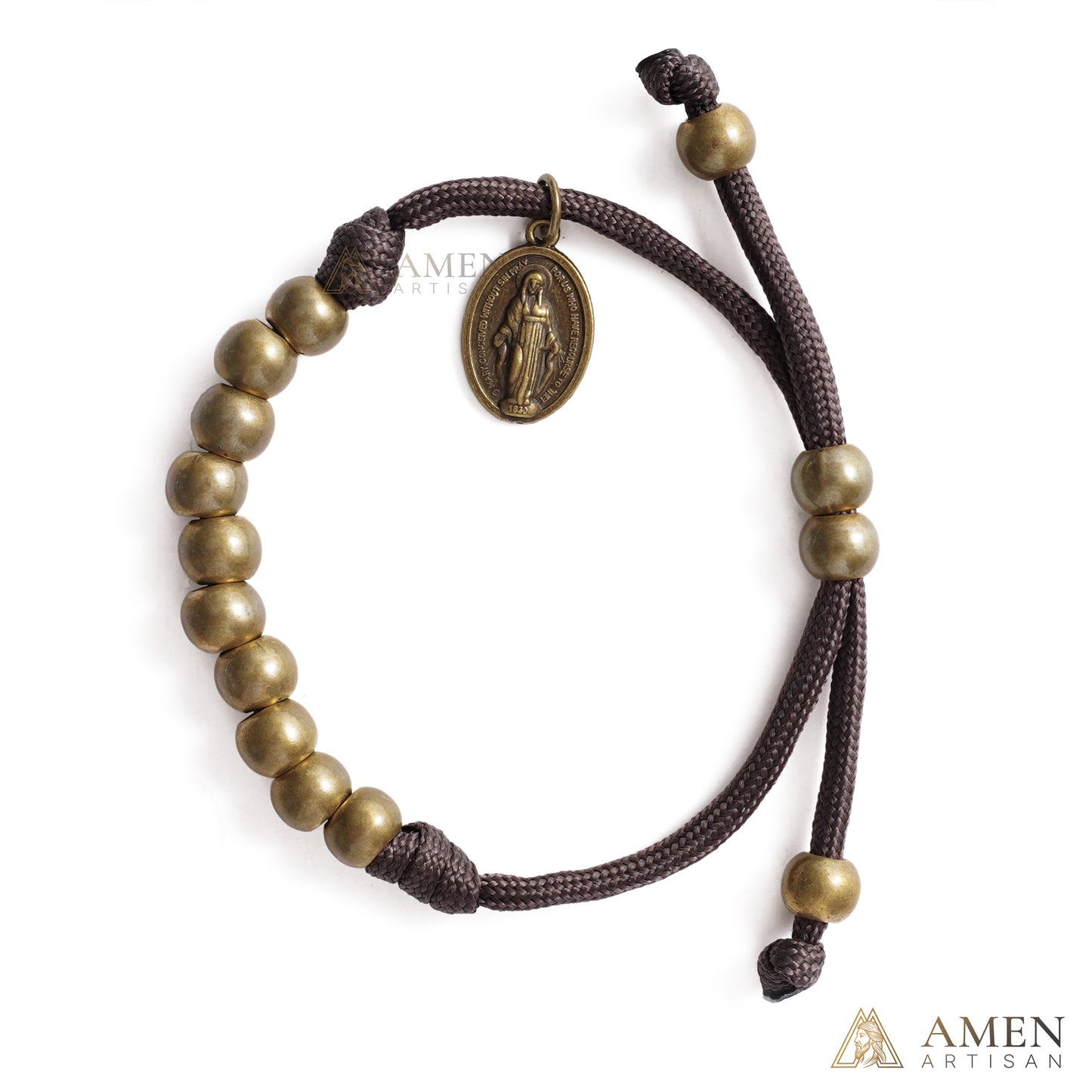 【DEAL TODAY】Brown Braided Prayer Bracelet with Antique Bronze Beads — Blessing
