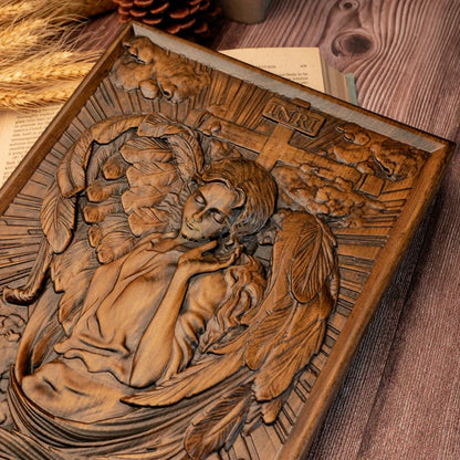 Archangel Chamuel Wood Carving Amen Artisan