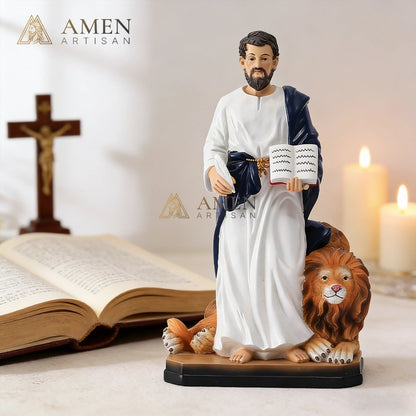 St. Mark the Evangelist with Lion Statue Amen Artisan