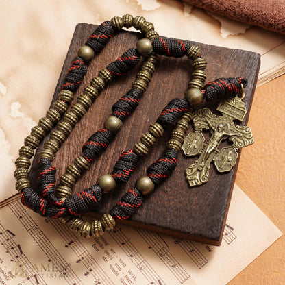【DEAL TODAY】A Steady Rhythm of Prayer — Bronze Paracord Rosary with Smooth-Turning Beads