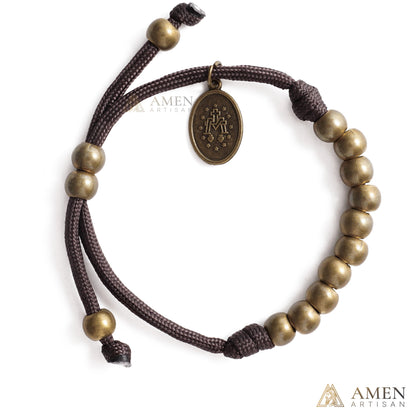 【DEAL TODAY】Brown Braided Prayer Bracelet with Antique Bronze Beads — Blessing