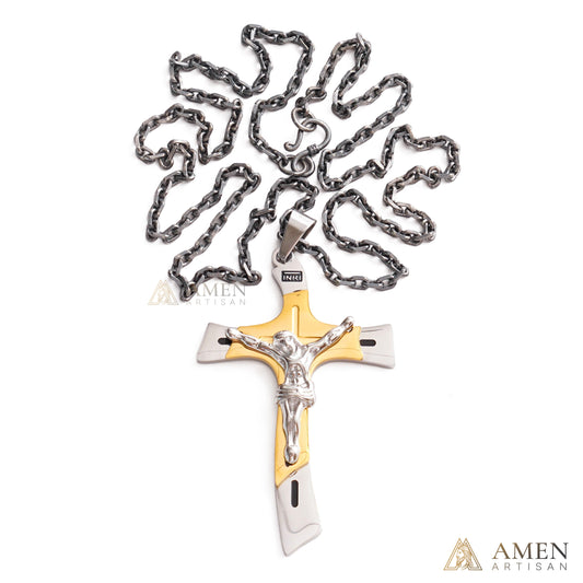 【Deal Today】Two-Tone Jesus Crucifix Necklace - Faith & Redemption