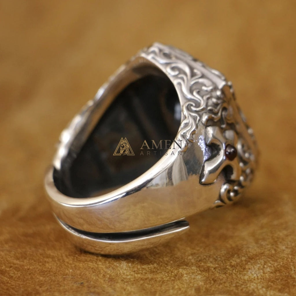 925 Silver Jesus Icon Ring Amen Artisan