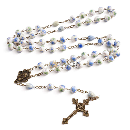 Flowers and Plants Ceramic Rosary Amen Artisan