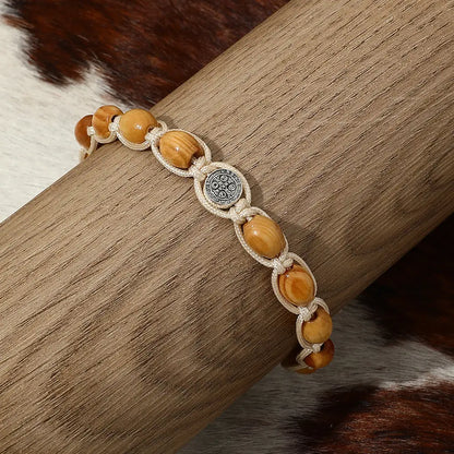 Braided Wooden Beads Saint Benedict Medal Bracelet Amen Artisan