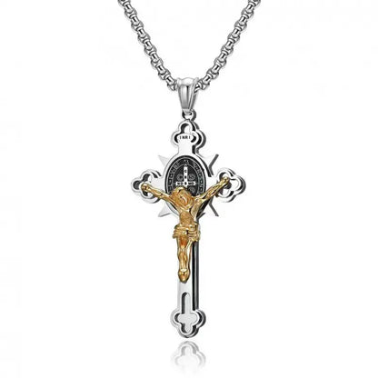 Saint Benedict Cross & Inscriptions Crucifix Necklace Amen Artisan