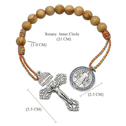 Olive Wood Saint Benedict Medal Crucifix Pocket Rosary